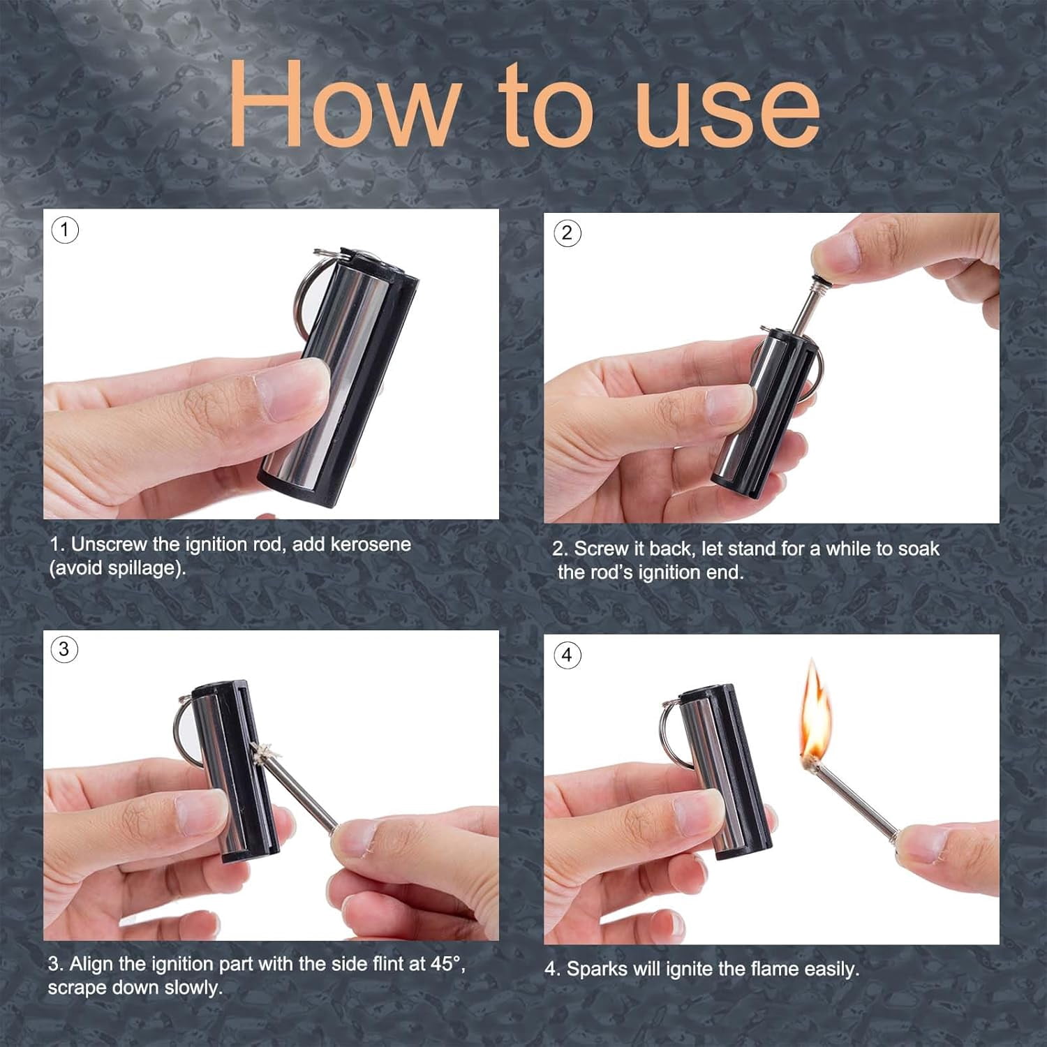 20 Pack Permanent Match Lighter - Waterproof Keychain Survival Tool for Camping, Candles & Emergency, Emergency Fire Starter Striker Set