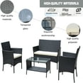 thumbnail image 2 of Olurrisa 4-Piece Outdoor Patio Set - Loveseat, 2 Armchairs & Tempered Glass Table, Black PE Rattan with Beige Cushions, 500lb Capacity, 2 of 3