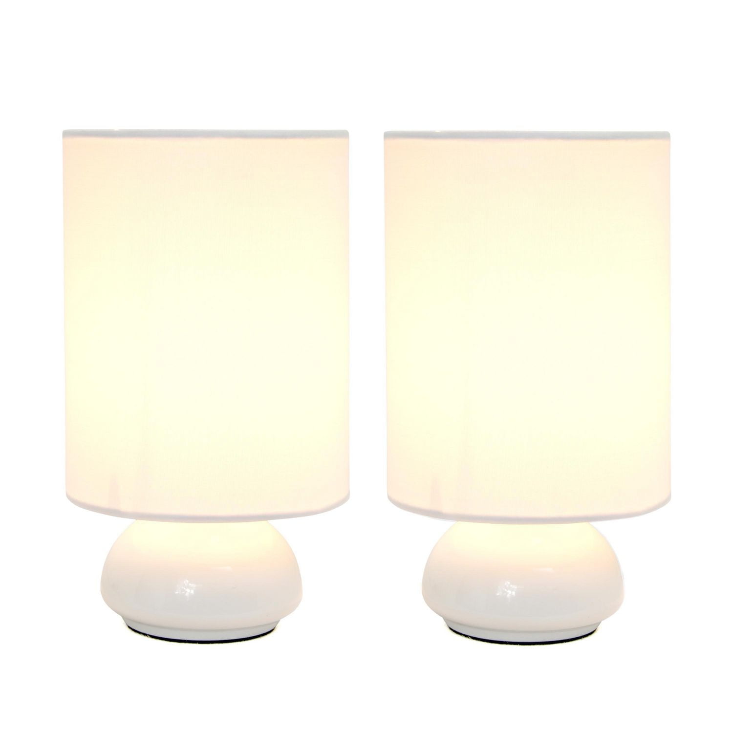 Feux de la Rampe de table tactile de Simples Conception Gemini Couleurs 2 Pack avec abat-jour en tissu, blanc