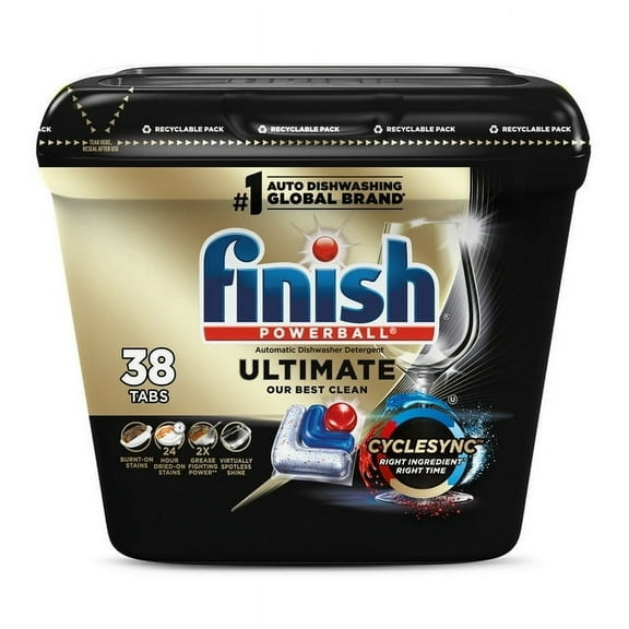 4 Pack of Finish Ultimate Dishwasher Detergent, Premium Dishwashing Tablets, 38 ct
