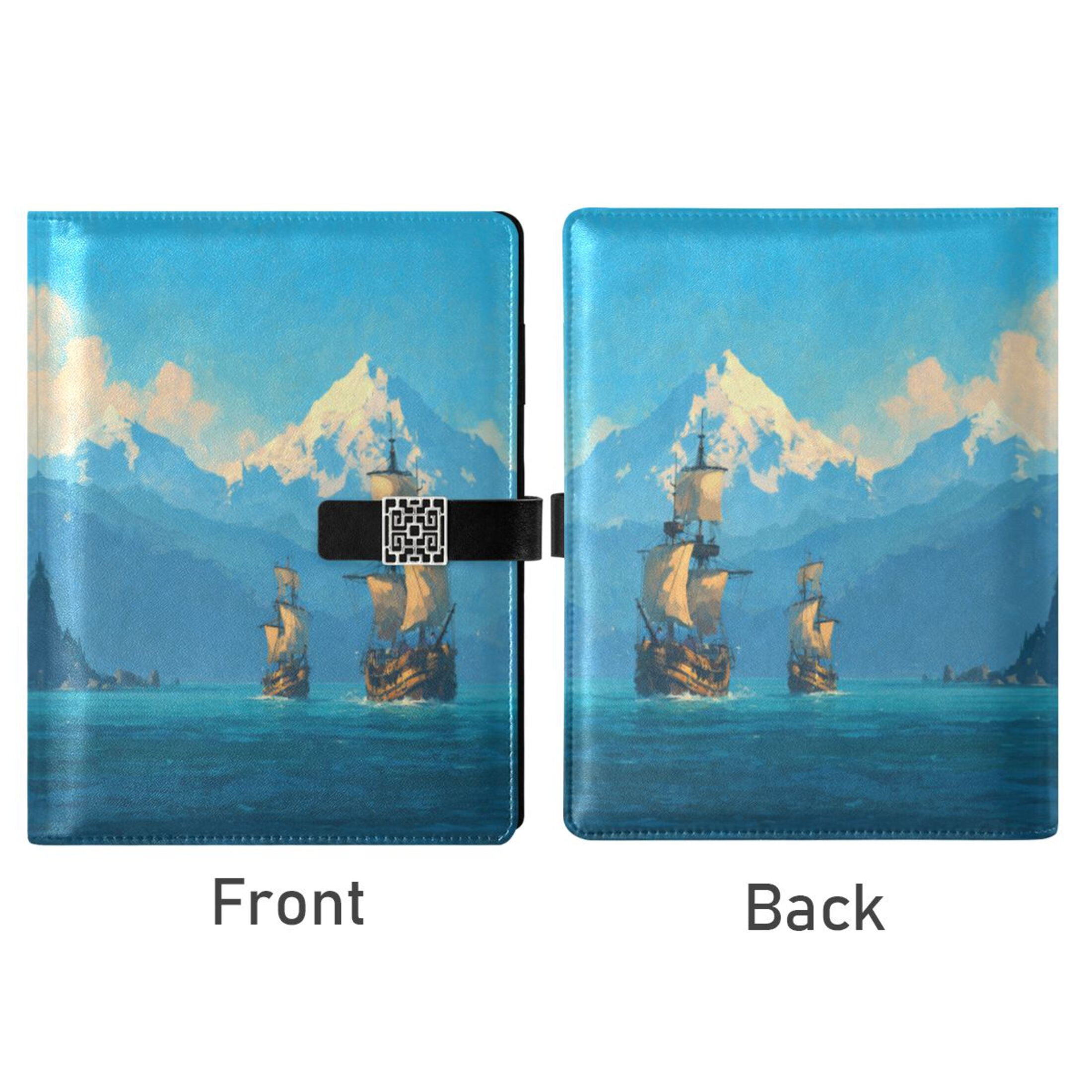 Leather Planner Leather Notebook Notebook Journal Binder Design Pen Pocket Design Convenient for Storage Pirate Ships Ocean Mountain