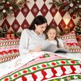 thumbnail image 4 of Erosebridal Christmas Stripe Full Size Comforter Sets, Stocking Snowman Bedding Comforter Set, Pink Red, Christmas Reversible, 3pcs, 1 Comforter and 2 Pillowcases, 4 of 7