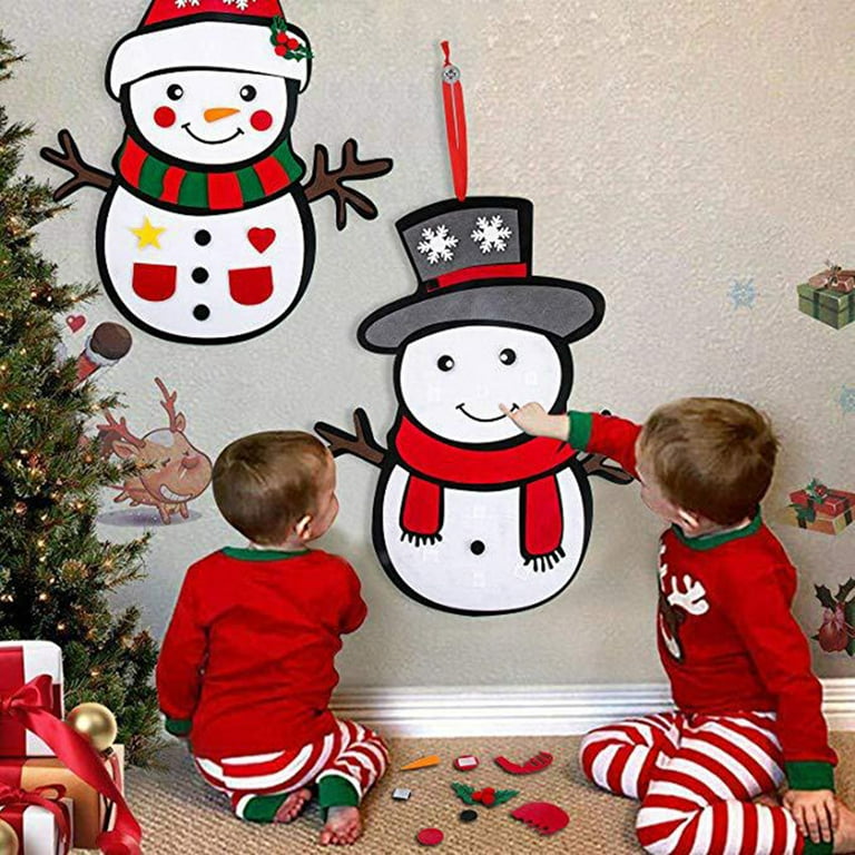 Puloru Christmas Wall Decals, 3D DIY Felt Winter Snowman Stickers Crafts  for Home Decoration 