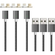 NetDot 3rd Generation 3.3' 2 in 1 Micro USB + Lightning Magnetic Charging Cable - Gray - Pack of 3 (netdotvc42in13gray)