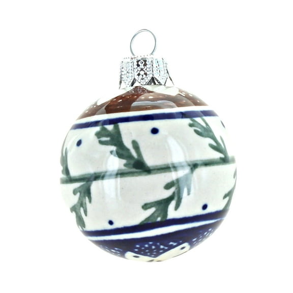 Blue Rose Polish Pottery Evergreen Christmas Ball