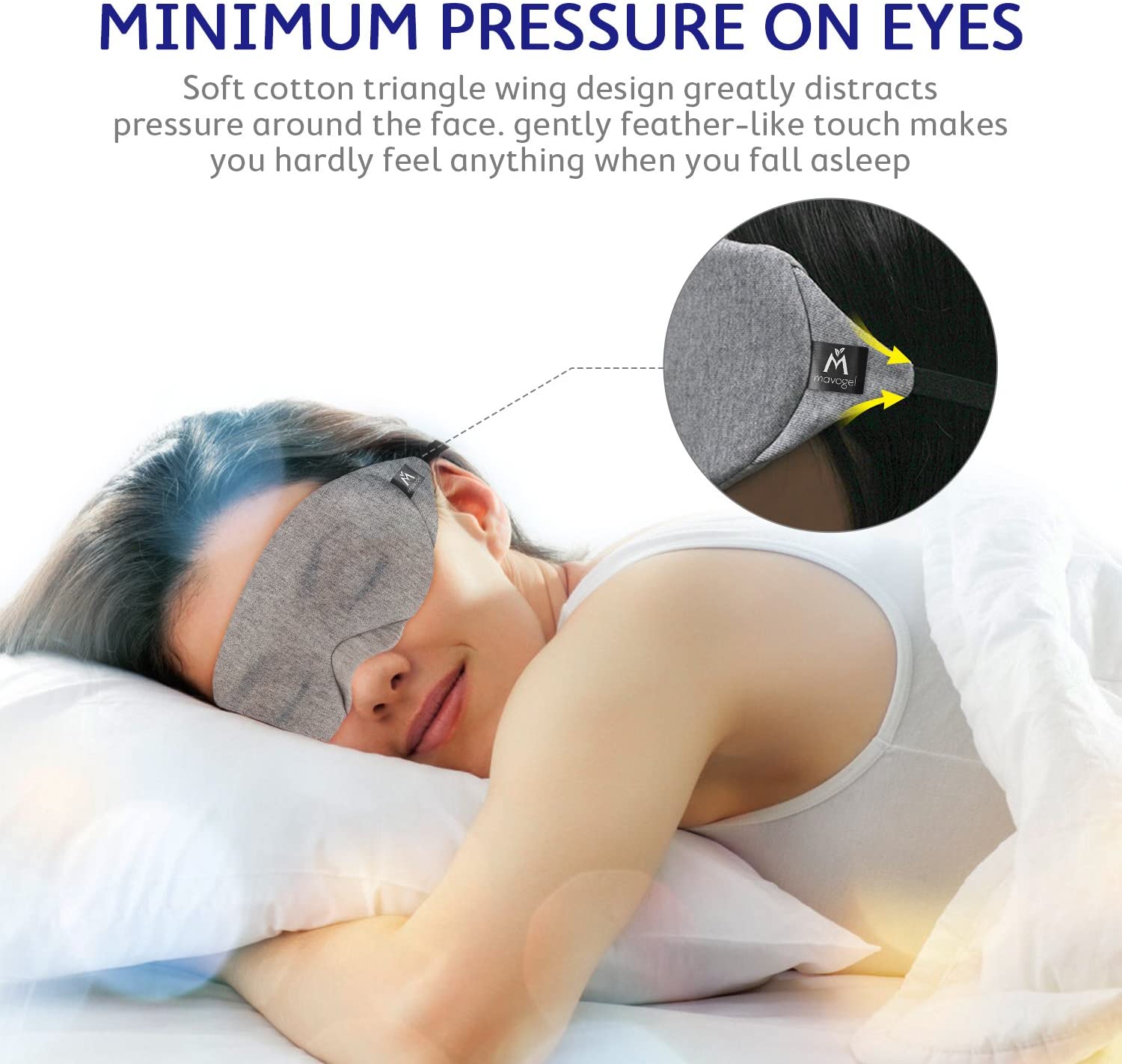 Mavogel Cotton Sleep Eye Mask, Soft and Comfortable  for Travel/Sleeping/Shift Work, Grey - image 4 of 6