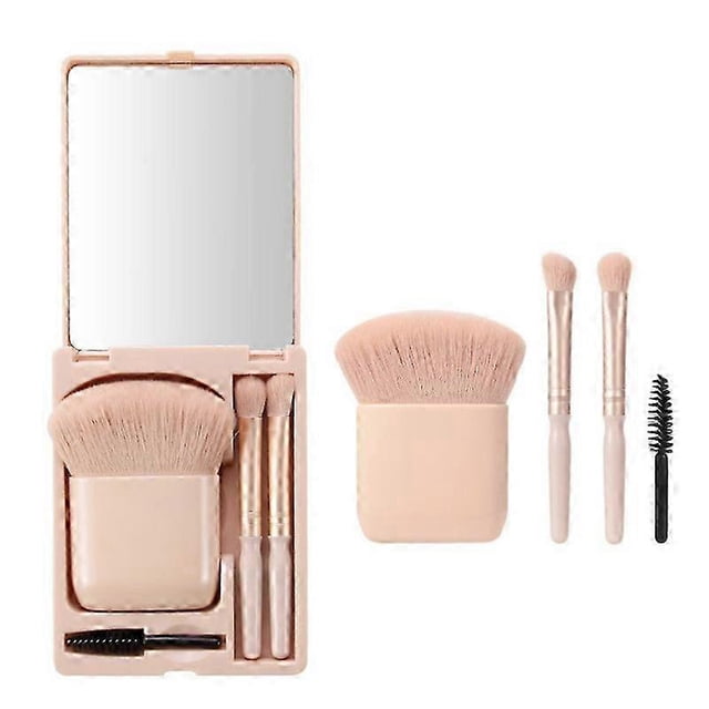 Easy-taken Travel Makeup Brush Set,4pcs Mini Complete Function Cosmetic Brushes Kit (4pcs with mirror) 26s