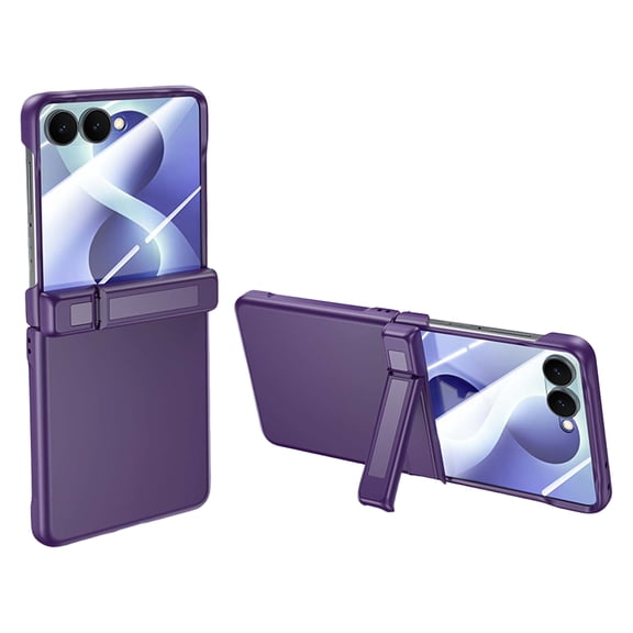 Dteck for Samsung Galaxy Z Flip8 Case with Built-in Screen Protector, Hinge Protection with Kickstand,Purple
