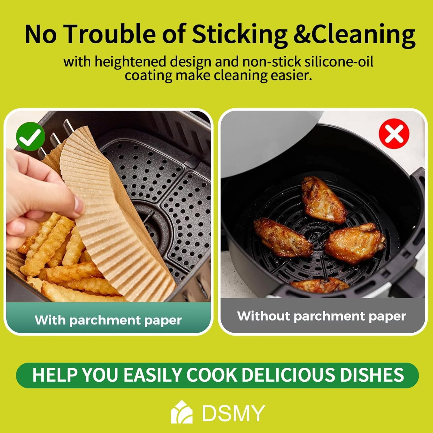 150 PCS Air Fryer Disposable Paper Liners,8 Inch Square Parchment Disposable Paper Liner for 5-8QT Air Fryer,Baking, Roasting and Microwave, Non-Stick Airfryer Accessories