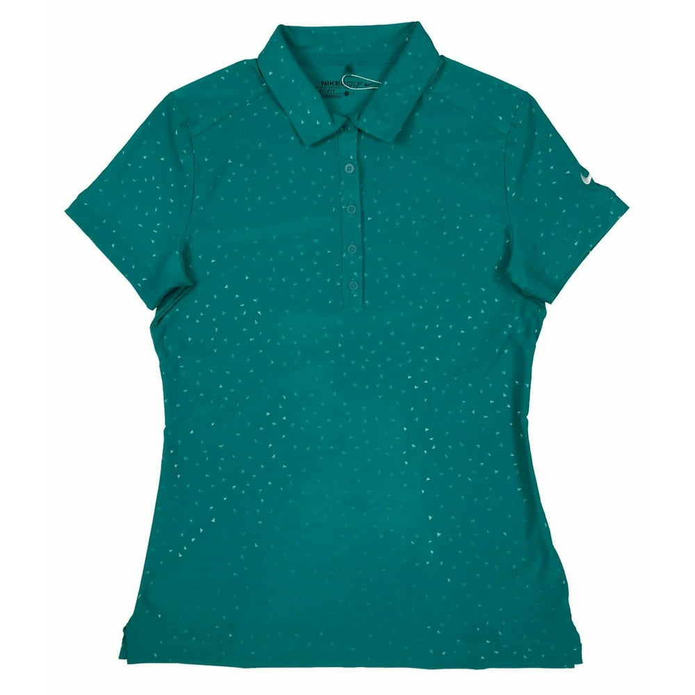 Nike Nike Golf Womens DriFit Embossed Short Sleeve Polo Shirt Teal