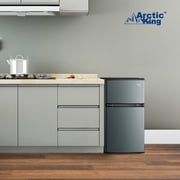 Arctic King 3.2 Cu Ft Two Door Compact Refrigerator with Freezer, Black Stainless Steel Look