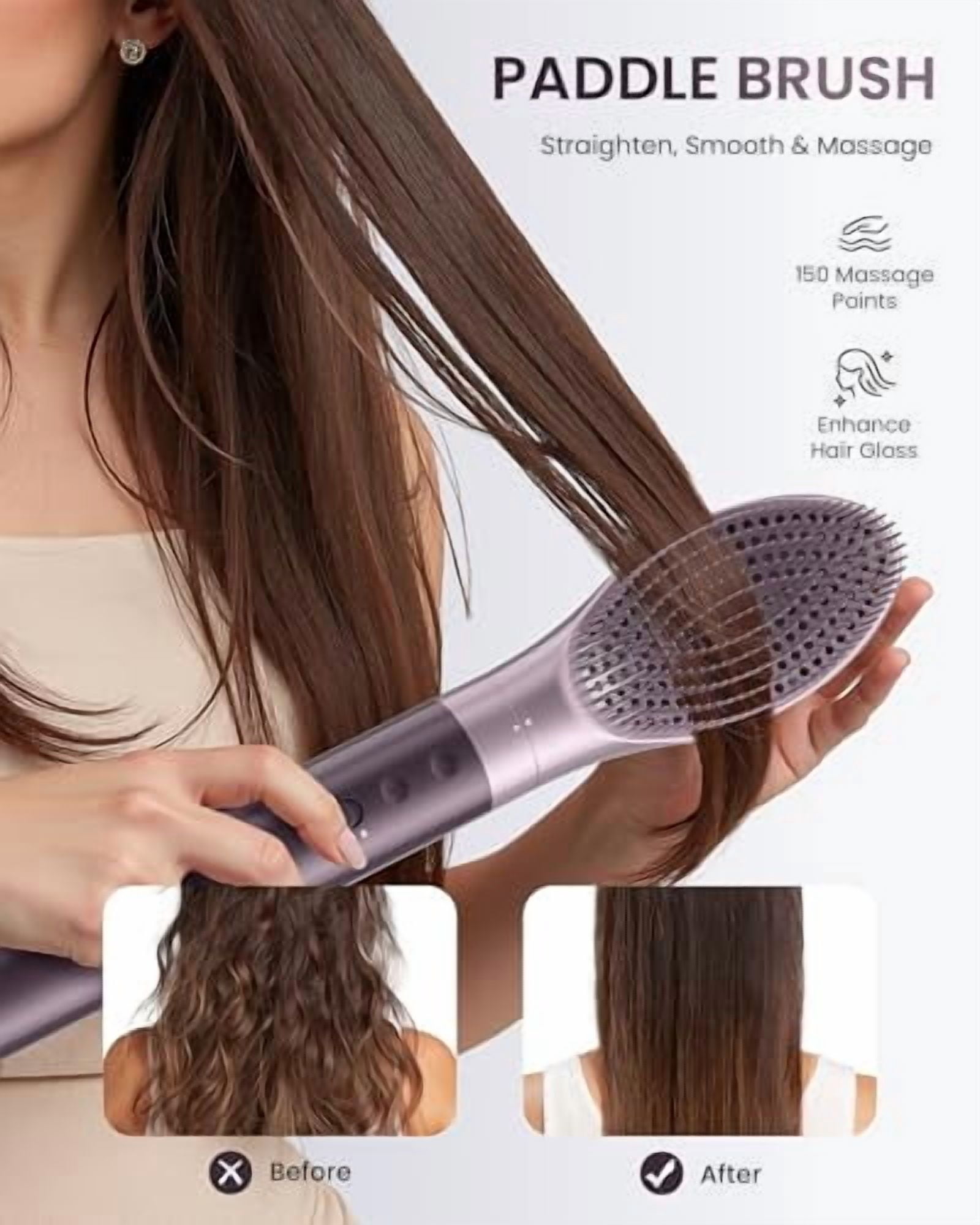 5 in 1 Air Styler with High-Speed Blow Dryer, Dual Voltage Hair Dryer Brush with Travel Bag, Anti-Frizz, Compact - Purple