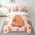 thumbnail image 2 of Homewish Kawaii Capibara Teens Bedding Comforter Set 7pcs, Funny Cartoon Animal Queen Bedding Sets, Strawberry Fruit Reversible Queen Sheet Sets, Microfiber Bedroom Decor, 2 of 7