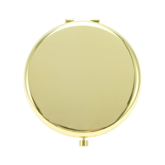 Unique Bargains 1 Pc Women Simple Small Circle Makeup Mirror for Travel Vacation Gold Tone Metal Silver Mirror