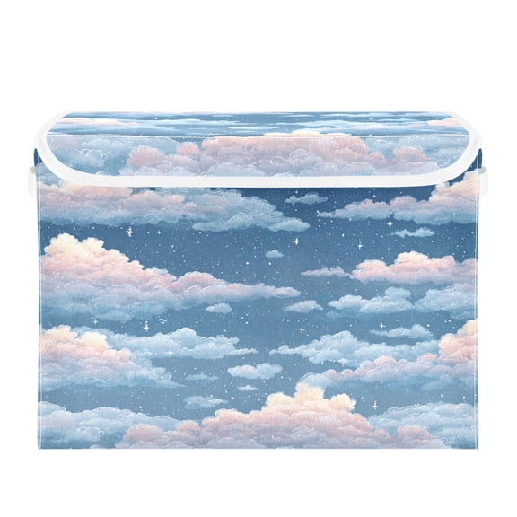 Storage Box With Lid 16.5x12.6x11.8In Foldable Stacked Household Storage Box Cartoon Beautiful Sky