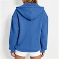 thumbnail image 5 of Qulqfy Hoodies for Women Waffle Knit Winter Fall Blue Casual Hooded Lightweight Drawstring Loose Zip Up Long Sleeve Track Jackets with Pockets M, 5 of 6