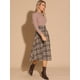 thumbnail image 4 of Cintura alta elástica a cuadros para mujer Vintage Oto?o Invierno A-Line Midi Falda marrón M, 4 of 6