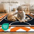 thumbnail image 4 of ODIKA 4'x6' Washable Area Rug Interlocking Border Blanket Football Bold Center Round Basketball Refined for Bedroom, Reading Nook, Pet Friendly & Non-Shedding, 4 of 7