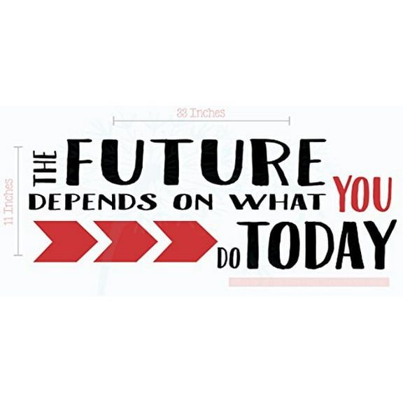 Future Depends on You Motivational Wall Sticker Decals Vinyl Lettering Art Home Decor Quote 33x11-Inch Black/Red