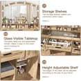 thumbnail image 3 of FANGSUM Farmhouse Vanity Desk with Large Lighted Mirror and 10 Lights, 43.3" Glass Tabletop Makeup Vanity with 3 Drawers, Large Vanity Tabel Set with Long Shelf, 2 Cabinets and Stool, 3 of 7