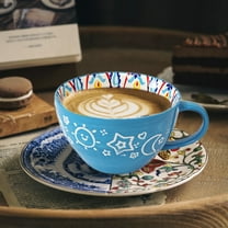 400ml Ceramic Mug Bohemian Style Colorful Coffee Tea Cup Breakfast Drinking Mug for Hot Beverages Multicolor Design Durable Ceramic Cup Dishwasher Safe Microwave Safe Cup