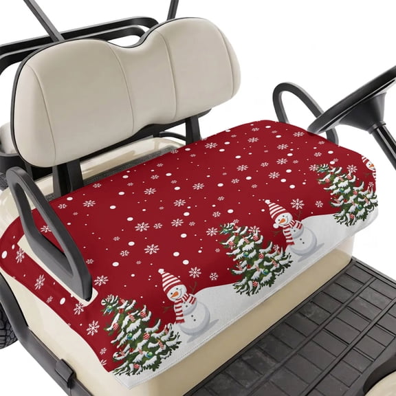Golf Cart Seat Covers for 2 Seater,Christmas Snowman Microfiber Cart Seat Towel Blanket,Winter Xmas Trees Snowflakes Red Absorbent Breathable Non Slip Bench Seats Protector for Golf Course 51"x31"