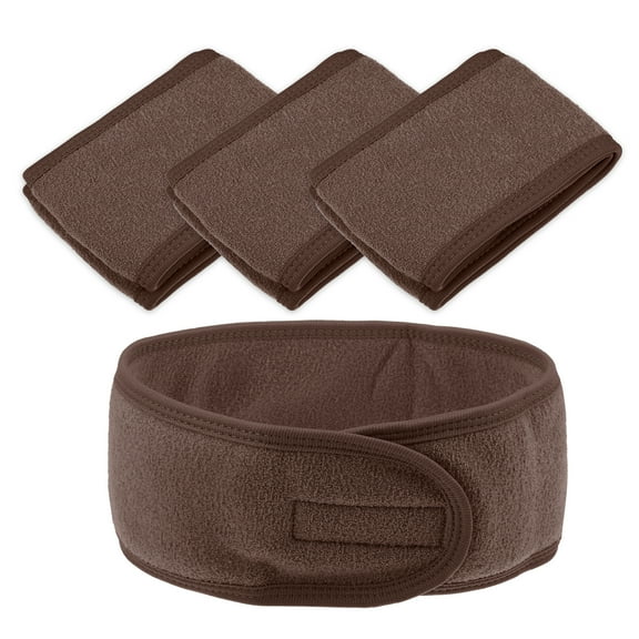Vocoste Soft Women Hair Bands Spa Headband for Face Washing Bath Facial Mask Yoga Brown 4 Pcs