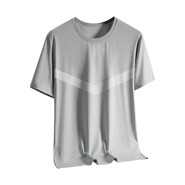 SROBPTY Haut d'Été pour Hommes, Chemises à Manches Courtes pour Hommes, Filament de Glace Respirant d'Été pour Hommes Protection Solaire Extérieur Col Rond Manches Courtes Gris, TTTTG