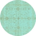 thumbnail image 1 of Ahgly Company Indoor Round Abstract Light Blue Modern Area Rugs, 4' Round, 1 of 4