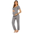 thumbnail image 5 of Ekouaer Women's Maternity Nursing Pajamas Cotton Sleepwear Set Soft Pregnancy Breastfeeding PJ Set Black M Dark Grey L, 5 of 7