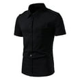 thumbnail image 2 of Birdeem T-Shirt Décontracté pour Homme, Uni, Coupe Ajustée, Manches Courtes, Col Rabattu, avec Poche, Hauts, Blouse, 2 of 9
