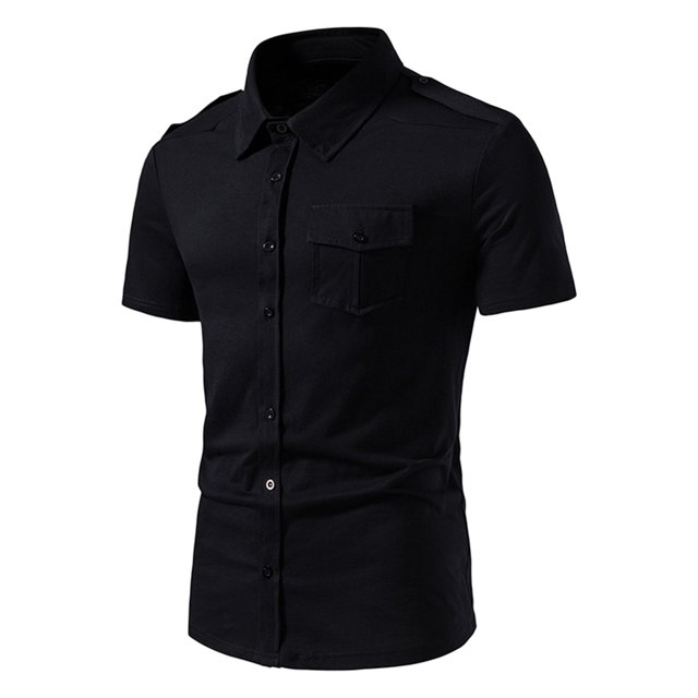 EGNMCR T-Shirts pour Hommes, Décontracté, Ajusté, Manches Courtes, Col Rabattu, Poche, Blouse, Cadeaux pour Hommes