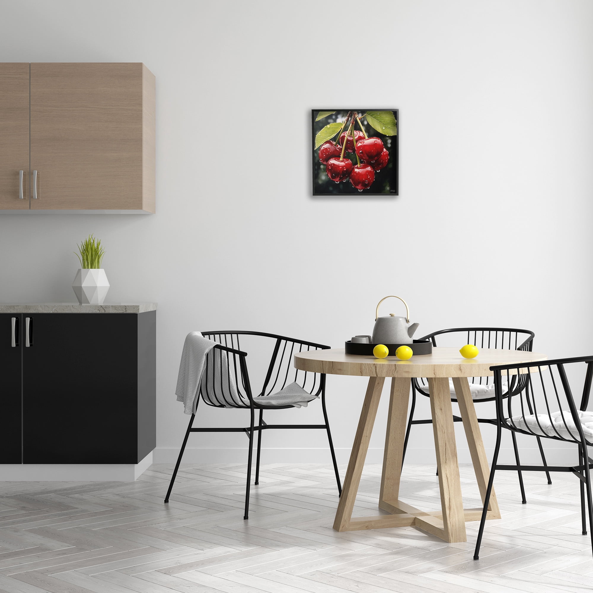 Stupell Industries Cherries with Water Droplets Food & Beverage Painting Black Framed Art Print Wall Art, 17 x 17