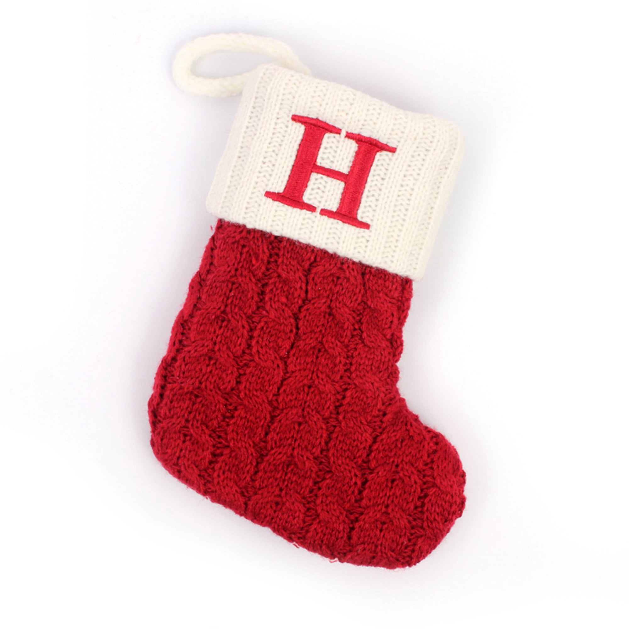 Michellecmm Christmas Sock, Lettering Initials Snowflake Pattern Knit ...