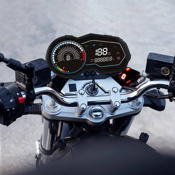 WESIEVYA Black Motorcycle Odometer Tachometer Gauge with Multi Function Display and Reset