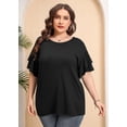 thumbnail image 4 of MODERN GOOSE Hauts Grande Taille pour Femmes Noir 2X Chandail Col Rond Manches Courtes Tunique Fluide Été Coupe Ample Vêtements, 4 of 11