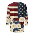 thumbnail image 4 of Htigea Women's American Flag & Flower Shirts 3/4 Sleeve Crewneck Pullover Tops 4th of July 250th Anniversary Tshirts Summer Wear 04 Multicolor XXXXL, 4 of 5