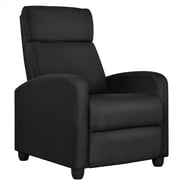 Renwick Fabric Push Back Theater Recliner Chair with Footrest, Black
