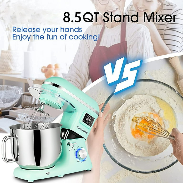 VEVOR Stand Mixer, 660W Electric Dough Mixer with 6 Speeds LCD Screen Timing, Tilt-Head Food Mixer with 7.4 qt Stainless Steel