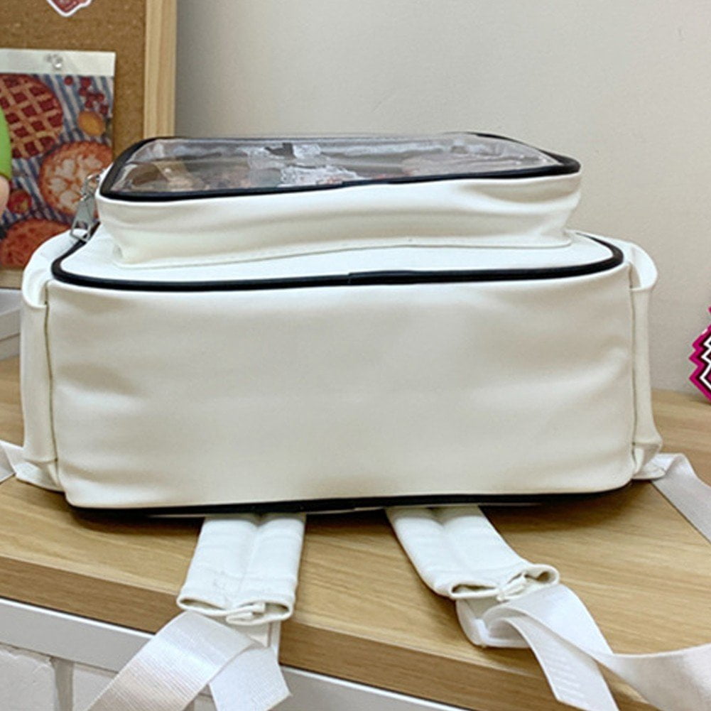Vjnyvs Mini Transparent Backpack Pin Display Bags Lolita Shoulder Bag with Clear Window Casual Rucksack for Work Travel Sports
