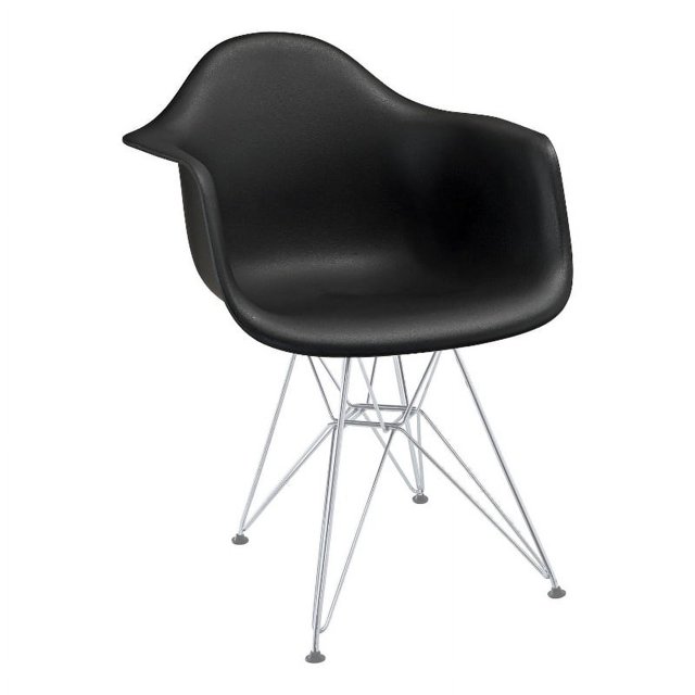 Modway Paris Fauteuil de Salle à Manger Moderne en Acier Métal Finition Noire