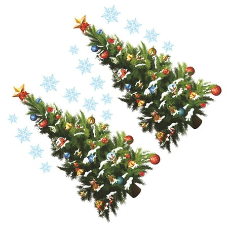 Clispeed Xmas Tree Sticker Assorted Colors PVC for Home and Window Decor