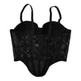 thumbnail image 5 of QSAWXQZ Women's Mesh Sequin Bustier Corset Top Underwire Push Up Padded Cups Boned Pointed V Hem Adjustable Spaghetti Straps Sleeveless Crop Tank for Night Out Party Clubwear 36, 5 of 7