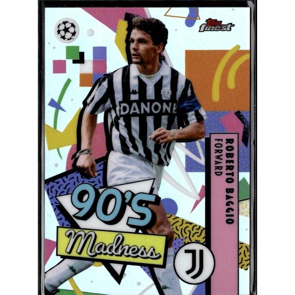 Collectible 2026 Topps Finest 90's Madness MAD-10 Roberto Baggio Juventus Soccer Card Juventus UEFA Soccer Trading Card