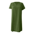 thumbnail image 4 of B91xZ Robe Grande Taille Manches Courtes Col en V Robe Chandail Décontractée Robe Midi Moulante, Vert TG, 4 of 5
