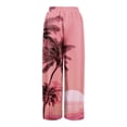 thumbnail image 5 of LWavelet Women's Drawstring Waist Palm Tree Print Wide Leg Pants with Split Detail for Beach & Vacation Wear Pink 2XL, 5 of 8
