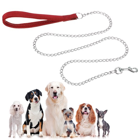 Uxcell Heavy Duty Chain Dog Leash Dog Leash with Handle 0.08 inch x 6ft Red