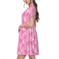 thumbnail image 2 of Balery Breast Cancer Awareness (3) Vestidos sueltos de manga corta para mujer, vestidos de verano 2025, vestidos casuales de corte A con vuelo., 2 of 6