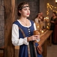 thumbnail image 6 of Womens Renaissance Costume, Renaissance Costume, Renaissance Costume Women, Renaissance Dress Women Medieval Costume Court Dress Victorian Regency Queen Princess Peasant Dress-Dress+Vest, Dark Blue L, 6 of 6