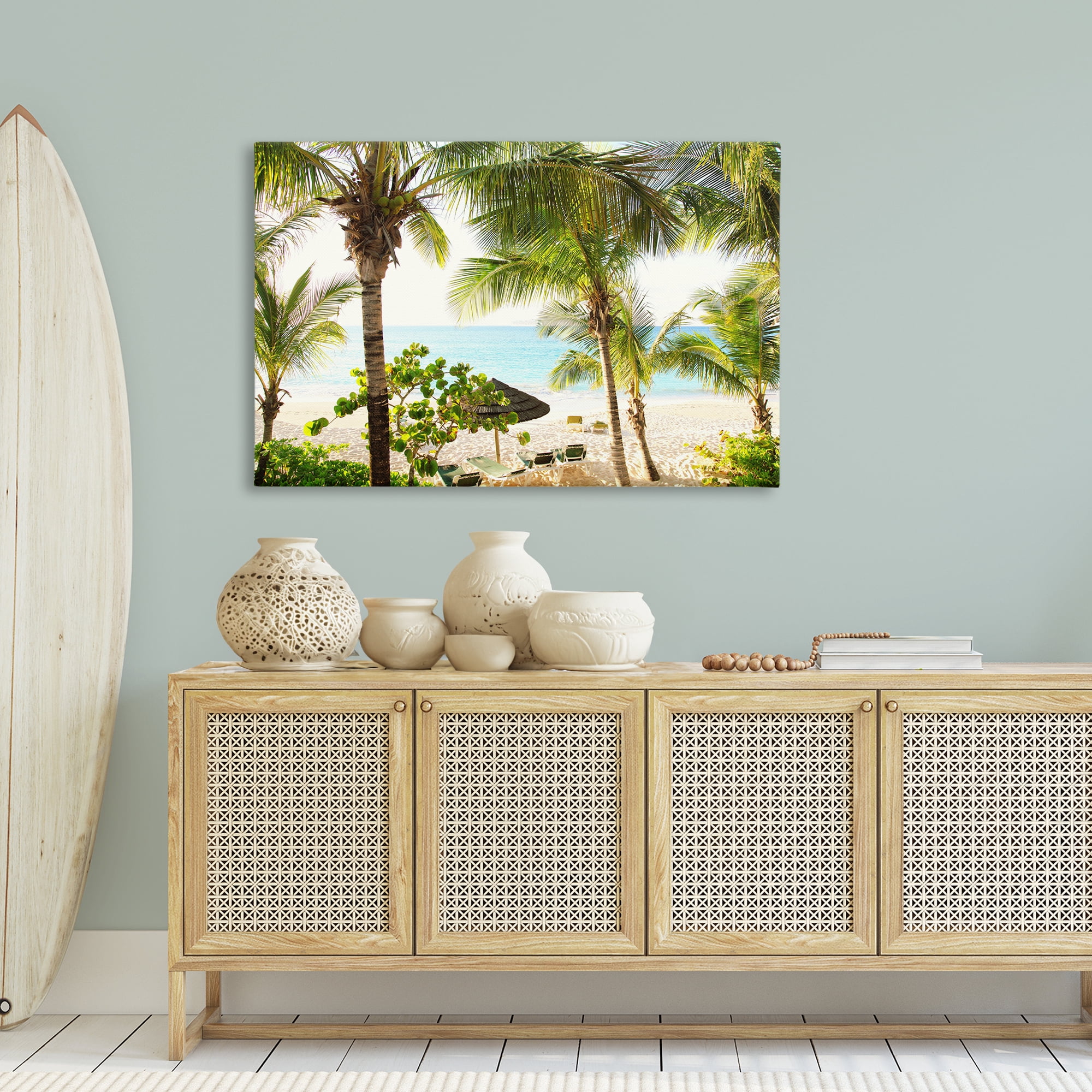 Stupell Industries Tropical Beach Resort Landscape Photography Gallery Wrapped Canvas Art Print Wall Art, 45 x 30